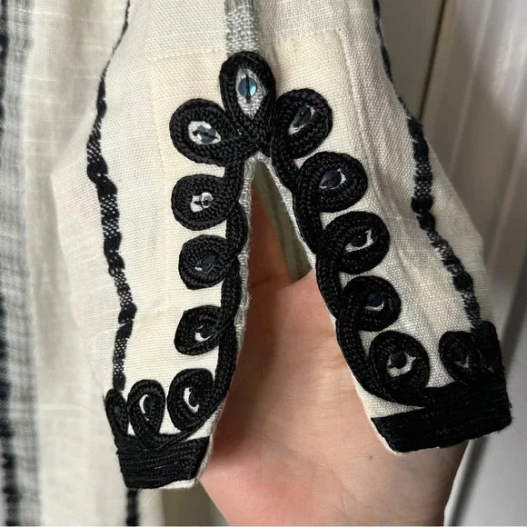 SOFT SURROUNDINGS Coco De Mer Cotton Striped Embroidered Dress Size Petite‎ XS - Picture 5 of 7